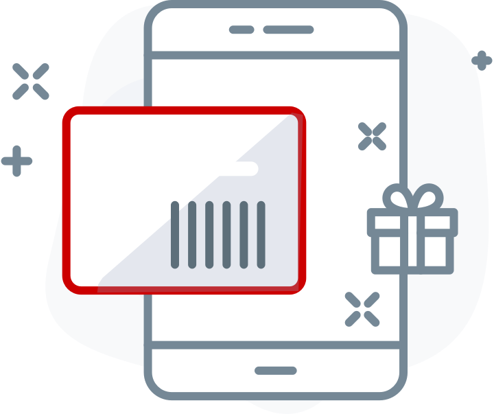 ilustração de um telemovel com vantagens associadas ao catão de cliente